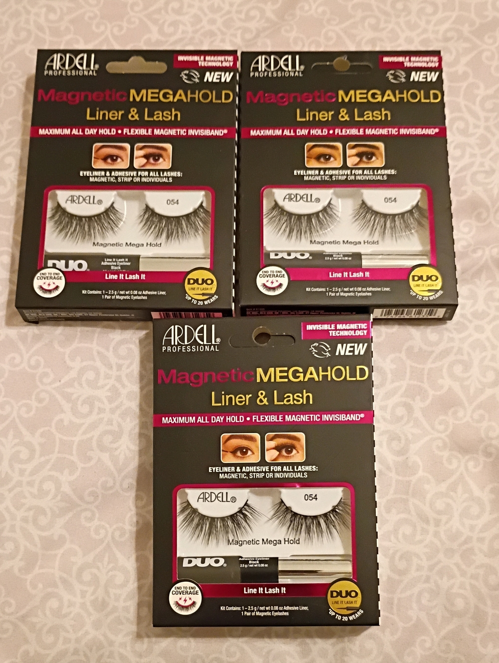 Ardell Magnetic Mega Hold Eyeliner & Lash Kit #054 3pack Bundle